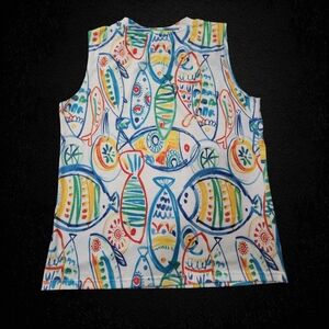 Colorful Fish Print Sleeveless Top